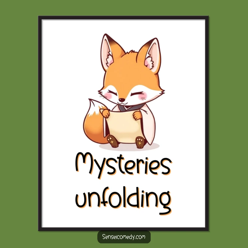 Funny Fox Sensei Digital Art Print - Instant Diligent Focus