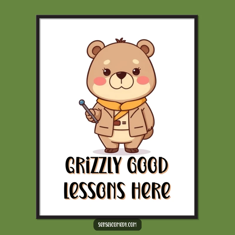 Free Printable Bear Sensei Wall Art: Stern Kindness Humor Downloadable Decor