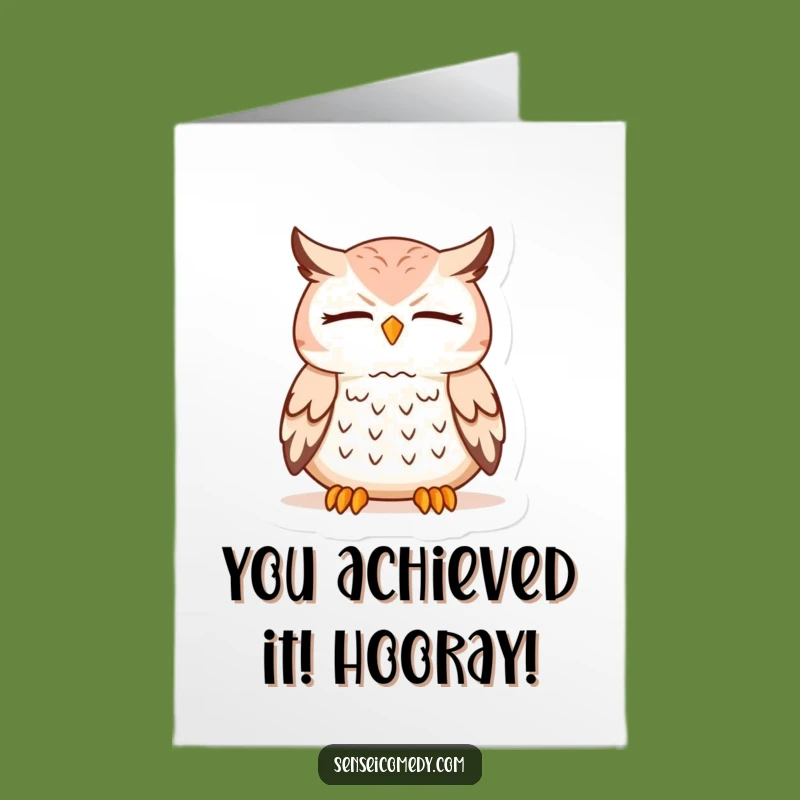 Free Printable Owl Sensei Congrats Card: Serene Meditation for Achievements Downloadable