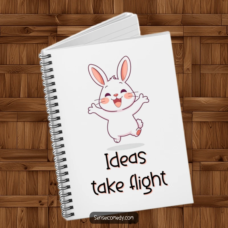 Funny Rabbit Sensei Notebook: Journal featuring a happy rabbit mid-jump, ideal for jotting down energetic thoughts.