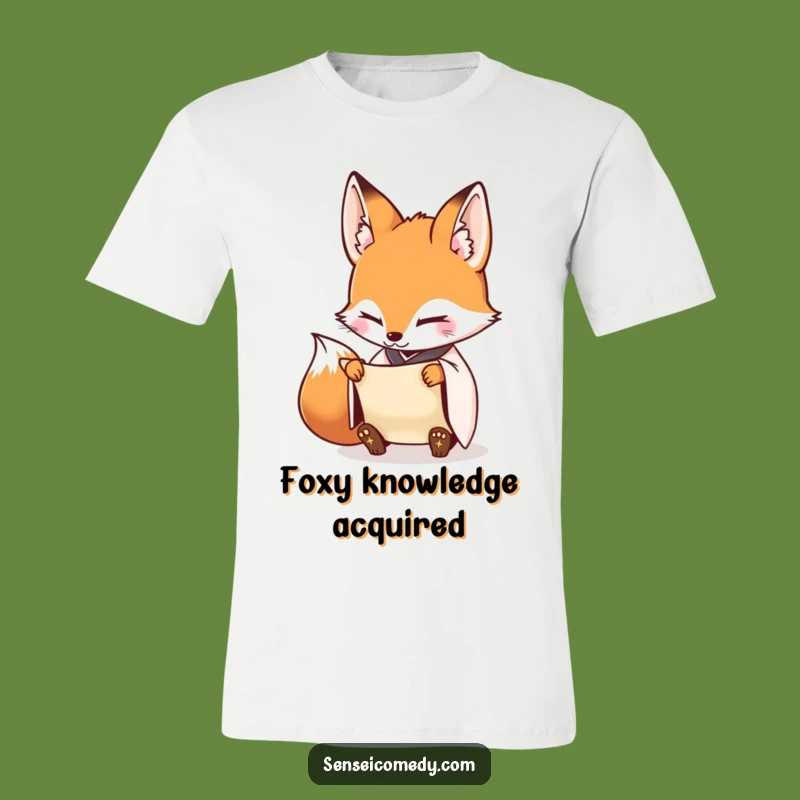 Funny Fox Sensei Scroll T-Shirt - Wear Your Diligence with Pride