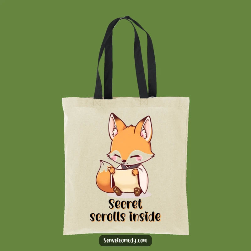 Funny Fox Sensei Scroll Tote Bag - Carry Knowledge with Diligent Style